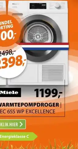 Expert Miele TEC 655 WP Excellence EcoSpeed & Wash2Dry aanbieding