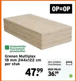 GAMMA Grenen Multiplex 18 mm 244x122 cm aanbieding