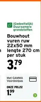 GAMMA Bouwhout vuren ruw 22x50 mm lengte 270 cm aanbieding