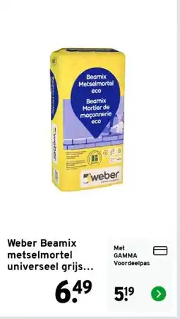 GAMMA Weber Beamix metselmortel universeel grijs 20 kg aanbieding