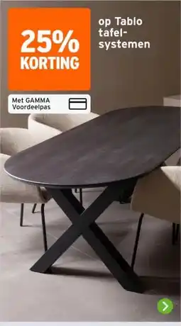 GAMMA op Tablo tafel- systemen aanbieding