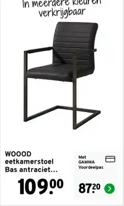 GAMMA WOOOD eetkamerstoel Bas antraciet kunststof leer aanbieding