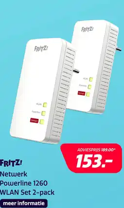 Electroworld FRITZ! Powerline 1260 WLAN Set 2-pack aanbieding