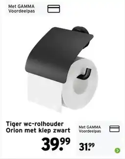 GAMMA Tiger wc-rolhouder Orion met klep zwart aanbieding