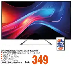 Correct SHARP 55GP7265E GOOGLE SMART TELEVISIE aanbieding
