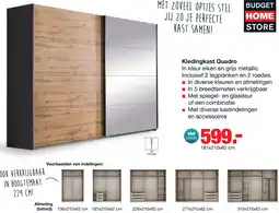 Budget Home Store Kledingkast Quadro B181xH210cm Eiken-grijs incl. 2 legplanken en 2 roedes aanbieding