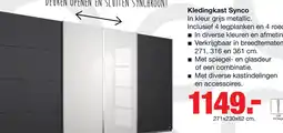 Budget Home Store Kledingkast Synco B271xH230cm Grijs metallic incl. 8 legplanken en 4 roedes aanbieding