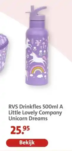 Bruna RVS Drinkfles A Little Lovely Company Unicorn Dreams aanbieding