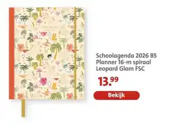 Bruna Schoolagenda 2026 B5 Planner 16-m spiraal Leopard Glam FSC aanbieding