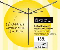 Karwei Brabantia droog- molen Lift-O-Matic¹ aanbieding