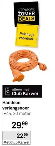 Karwei Handson verlengsnoer aanbieding