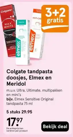 Etos Colgate tandpasta doosjes, Elmex en Meridol aanbieding