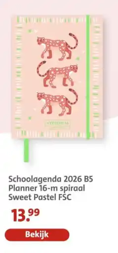 Bruna Schoolagenda 2026 B5 Planner 16-m spiraal Sweet Pastel FSC aanbieding