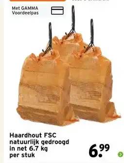 GAMMA Haardhout FSC natuurlijk gedroogd in net 6.7 kg aanbieding