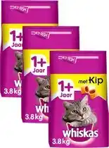 Bol.com Whiskas Kattenbrokken - Adult 1+ - Kip - zak 3x3.8kg aanbieding