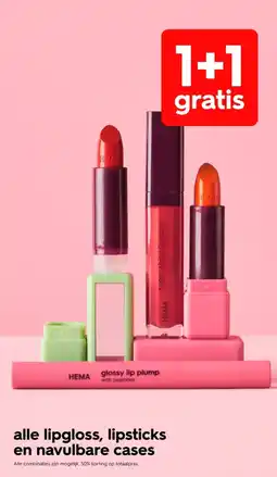 HEMA alle lipgloss, lipsticks en navulbare cases aanbieding