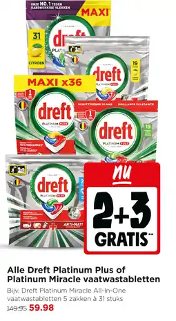 Jumbo Alle Dreft Platinum Plus of Platinum Miracle vaatwastabletten aanbieding