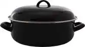 Bol.com Imperial Kitchen Braadpan met deksel - Emaille - Zwart - Ø 24 cm aanbieding