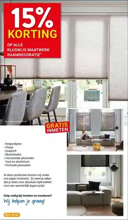 Kluswijs OP ALLE KLUSWIJS MAATWERK RAAMDECORATIE** aanbieding