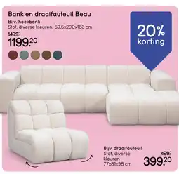 Leen Bakker Bekijk Bank en draaifauteuil Beau aanbieding