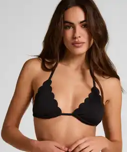 Hunkemoller Hunkemöller Triangel-bikini top Scallop Floral Zwart aanbieding