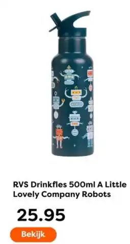 The Read Shop RVS Drinkfles 500ml A Little Lovely Company Robots aanbieding