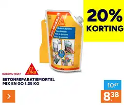 BOUWMAAT BETONREPARATIEMORTEEL MIX EN GO 1.25 KG aanbieding
