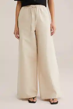 Wehkamp WE Fashion wide leg highwaist broek met linnen beige aanbieding