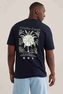 Wehkamp WE Fashion regular fit T-shirt met backprint - donkerblauw aanbieding