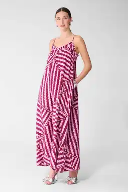 Wehkamp Shoeby viscose midi jurk met print - roze aanbieding