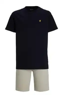 Wehkamp Lyle & Scott t-shirt + korte broek beige/zwart aanbieding