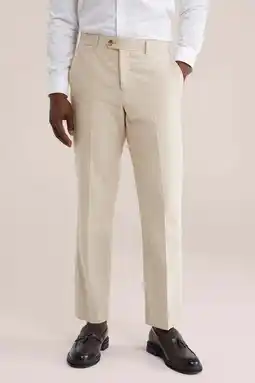 Wehkamp WE Fashion slim pantalon met linnen beige aanbieding