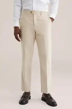 Wehkamp WE Fashion slim pantalon met linnen beige aanbieding