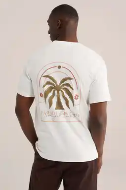 Wehkamp WE Fashion regular fit T-shirt met backprint - ecru aanbieding