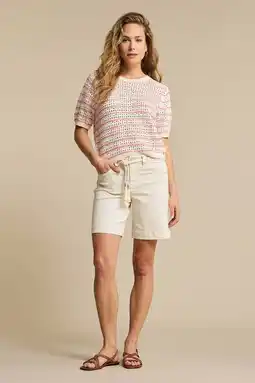 Wehkamp Red Button denim straight highwaist short ecru aanbieding