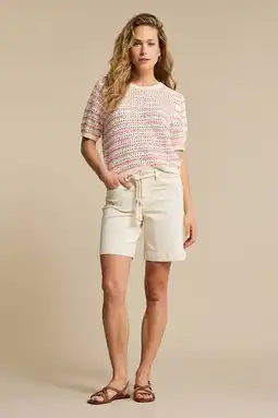 Wehkamp Red Button denim straight highwaist short ecru aanbieding
