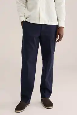 Wehkamp WE Fashion regular chino met linnen donkerblauw aanbieding