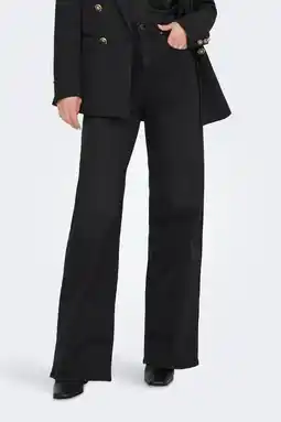 Wehkamp ONLY high waist wide leg jeans ONLHOPE black denim aanbieding