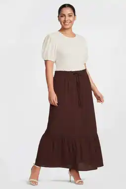 Wehkamp GREAT LOOKS maxi crinkle rok bruin aanbieding