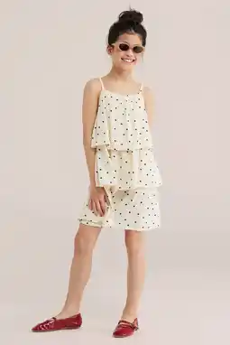 Wehkamp WE Fashion korte jurk met stippen beige aanbieding