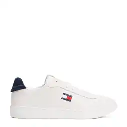 Wehkamp Tommy Jeans leren sneakers wit/blauw aanbieding