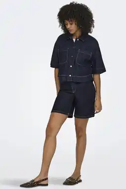 Wehkamp ONLY regularwaist casual short dark blue denim aanbieding