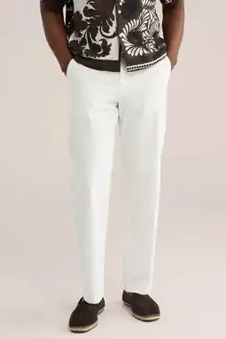 Wehkamp WE Fashion regular chino met linnen ecru aanbieding