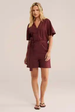 Wehkamp WE Fashion straight playsuit donkerrood aanbieding