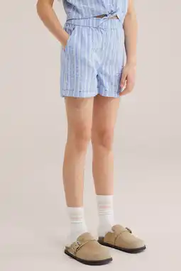 Wehkamp WE Fashion straight gestreepte casual short lichtblauw aanbieding