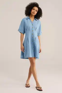 Wehkamp WE Fashion Blue Ridge denim spijkerjurk light blue denim aanbieding
