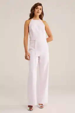 Wehkamp WE Fashion straight jumpsuit lichtroze met kant aanbieding