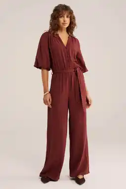 Wehkamp WE Fashion jumpsuit donkerrood aanbieding