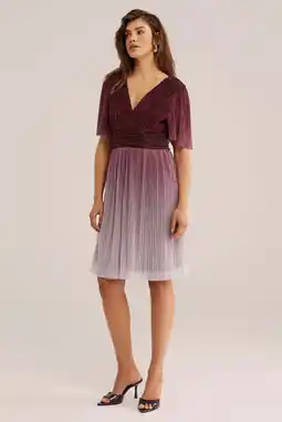 Wehkamp WE Fashion cocktailjurk met glitter donkerrood aanbieding