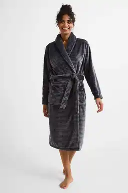 Wehkamp ten Cate fleece badjas donkergrijs aanbieding